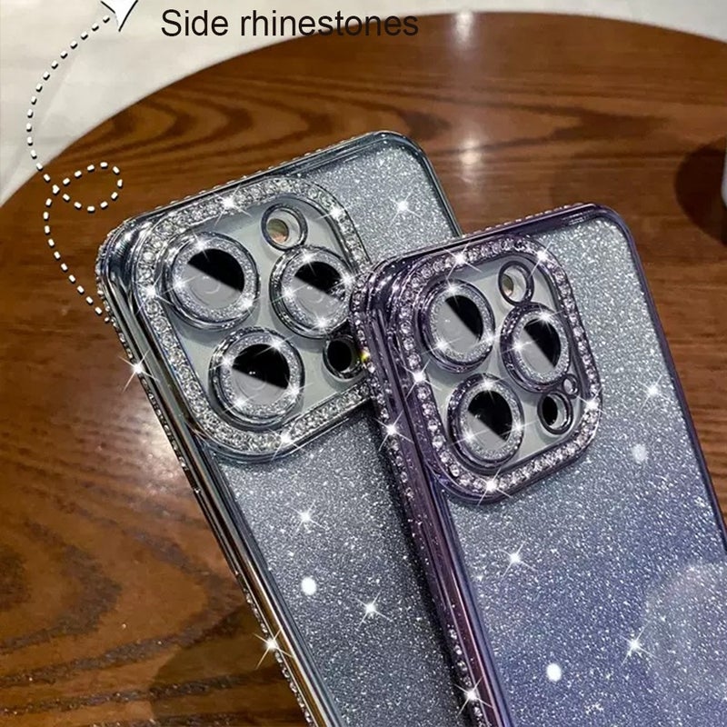 HuHa Protective Cover For iPhone 14 Pro Diamond Gradient Glitter TPU Phone Case(Gradient Silver) - Image 5