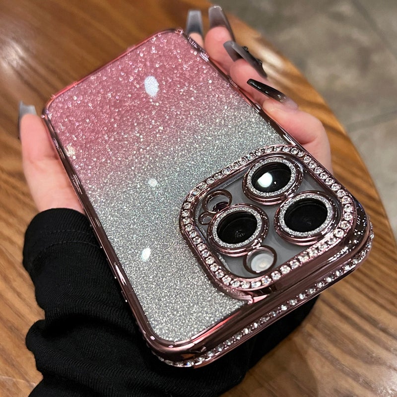 HuHa Protective Cover For iPhone 14 Pro Diamond Gradient Glitter TPU Phone Case(Gradient Silver) - Image 4