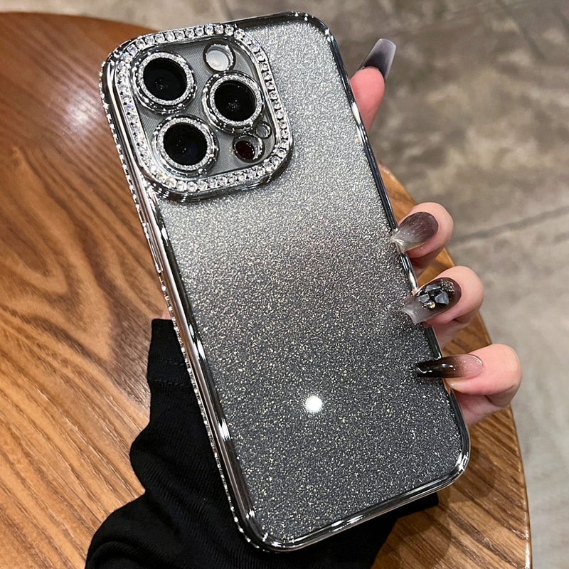 HuHa Protective Cover For iPhone 14 Pro Diamond Gradient Glitter TPU Phone Case(Gradient Silver) - Image 1