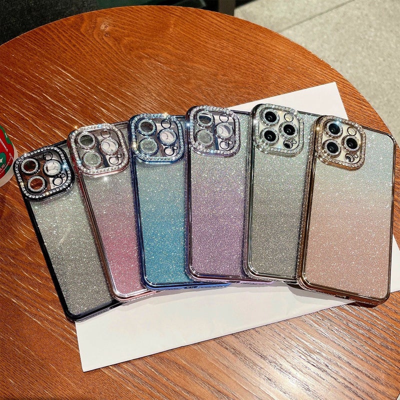 HuHa Protective Cover For iPhone 14 Pro Diamond Gradient Glitter TPU Phone Case(Gradient Silver) - Image 2