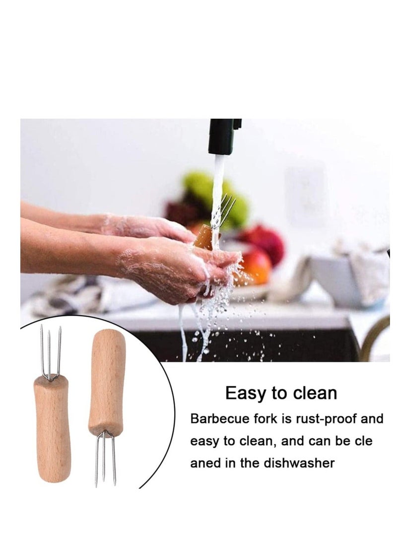 Y&D - 8 pcs Corn Forks Holders, Holder, Cob Skewers, Stainless Steel on The Cob, Skewers with Wooden, for BBQ, Home Cooking, Picnics, Parties and Camping - Image 1