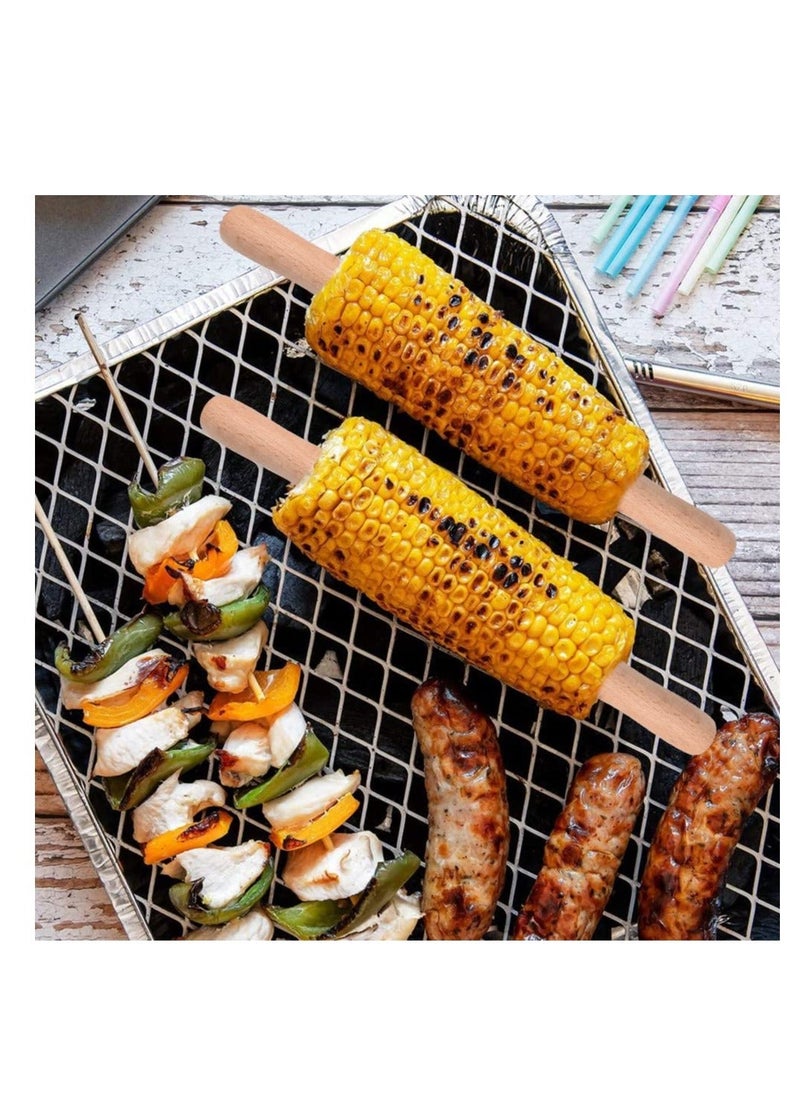 Y&D - 8 pcs Corn Forks Holders, Holder, Cob Skewers, Stainless Steel on The Cob, Skewers with Wooden, for BBQ, Home Cooking, Picnics, Parties and Camping - Image 1