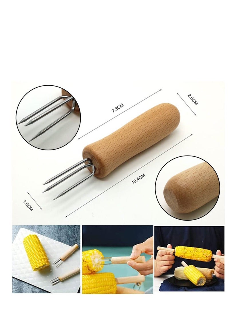 Y&D - 8 pcs Corn Forks Holders, Holder, Cob Skewers, Stainless Steel on The Cob, Skewers with Wooden, for BBQ, Home Cooking, Picnics, Parties and Camping - Image 1