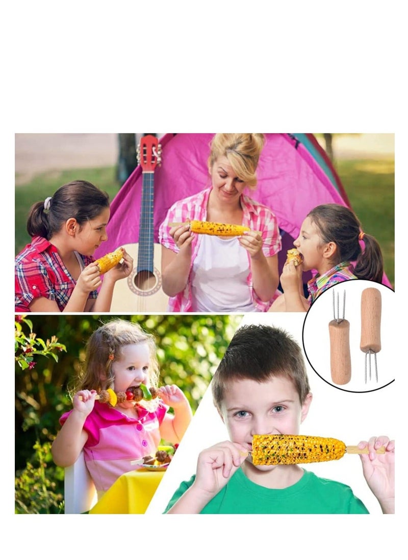 Y&D - 8 pcs Corn Forks Holders, Holder, Cob Skewers, Stainless Steel on The Cob, Skewers with Wooden, for BBQ, Home Cooking, Picnics, Parties and Camping - Image 1