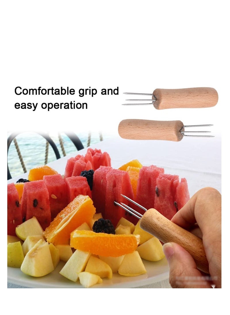 Y&D - 8 pcs Corn Forks Holders, Holder, Cob Skewers, Stainless Steel on The Cob, Skewers with Wooden, for BBQ, Home Cooking, Picnics, Parties and Camping - Image 1