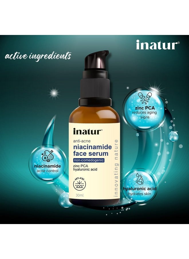 INATUR Niacinamide Serum For Face With Hyaluronic For Acne-Prone Skin (30 Ml)  - Image 2