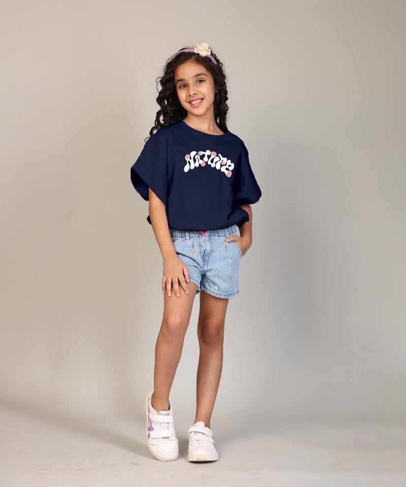 KYDA KIDS® 100% Cotton Crop top for Girls - Printed Half Sleeve Stylish Tshirt, Regular Fit Tops for Girls - (Pack of 3) - Image 4