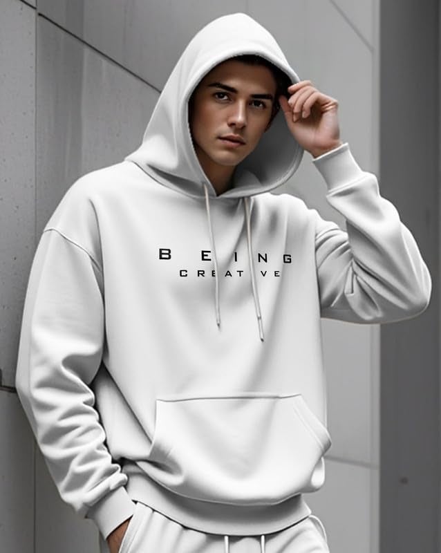 AUSK Oversized Hooded Sweatshirt for Man White - Image 2