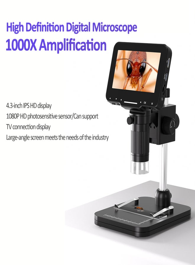 LP043H 4.3 Inches IPS HD Screen Digital Microscope Industrial Microscope TV HD Output Compatible with PC Wins and MAC OS System - Image 4