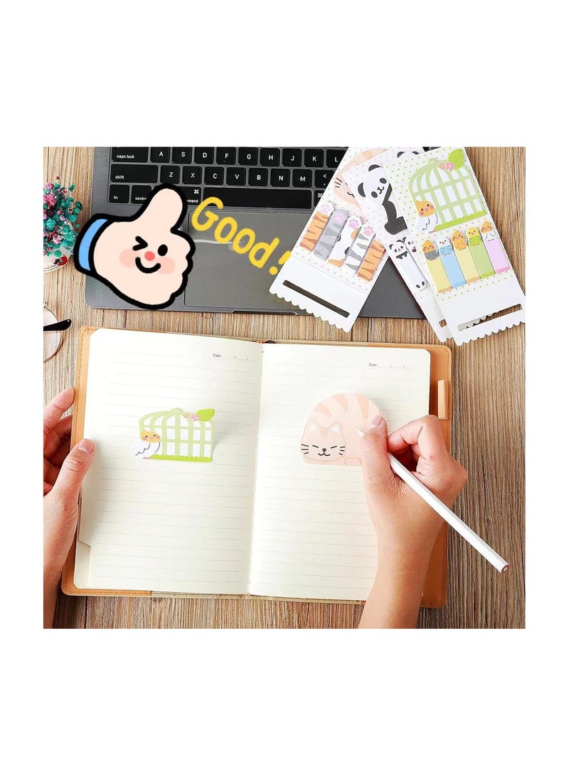 6 PCS Cartoon Animal Sticky Notes Set, Cute Animal Notepads Kawaii Memo Self-Adhesive Tabs Notes  Flags Index for Office School Students Panda Bird Cat - Image 3