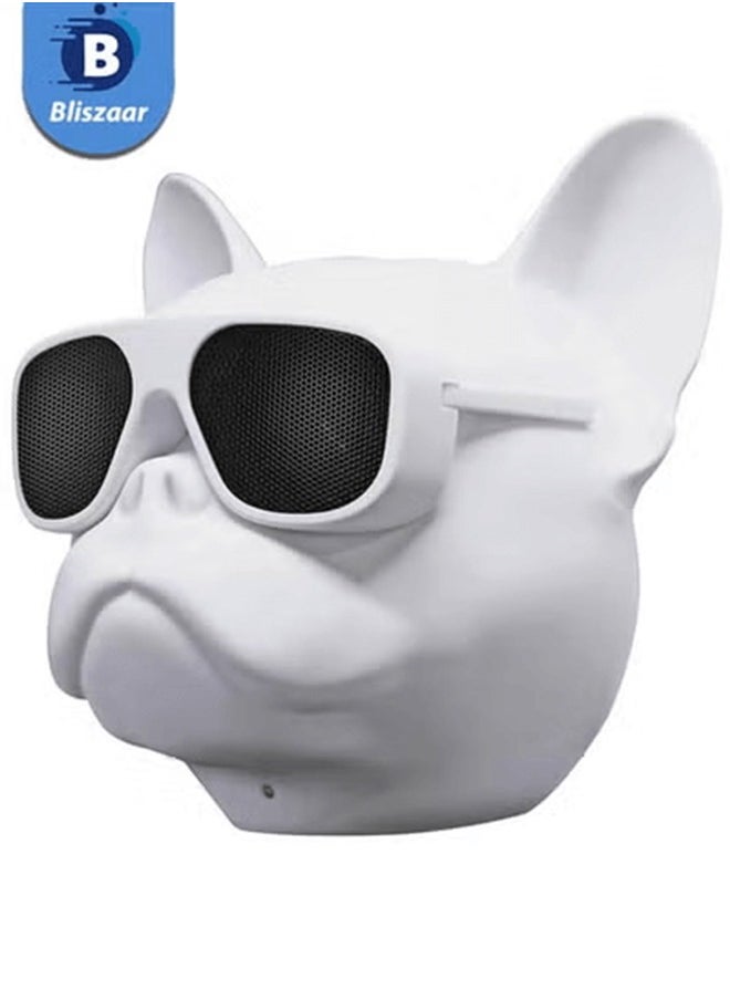 Bliszaar Dog Shaped Creative Speaker, French Bulldog Shaped HI-FI Wireless Speaker with 32G Capacity, Bluetooth 4.1, Portable, Perfect for Home, Long Time Use, White  - Image 1