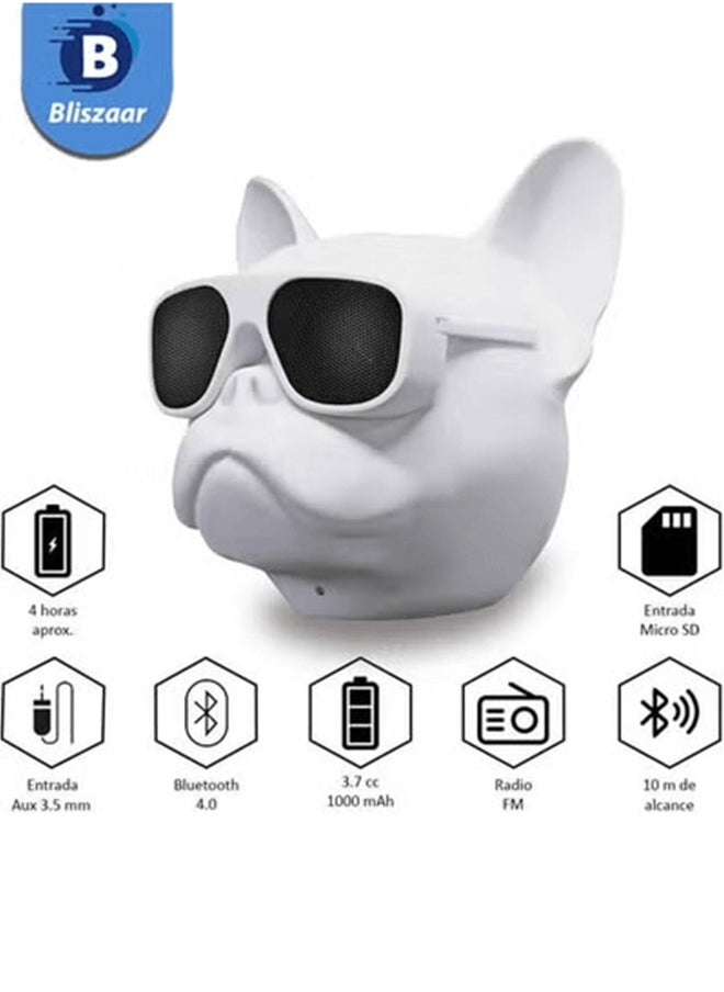 Bliszaar Dog Shaped Creative Speaker, French Bulldog Shaped HI-FI Wireless Speaker with 32G Capacity, Bluetooth 4.1, Portable, Perfect for Home, Long Time Use, White  - Image 2