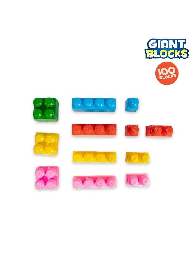 RATNA'S - Giant Blocks Big Building Bag With Big Building Blocks Building Toys For Toddlers (100 Pieces)Blue Bag - Image 1