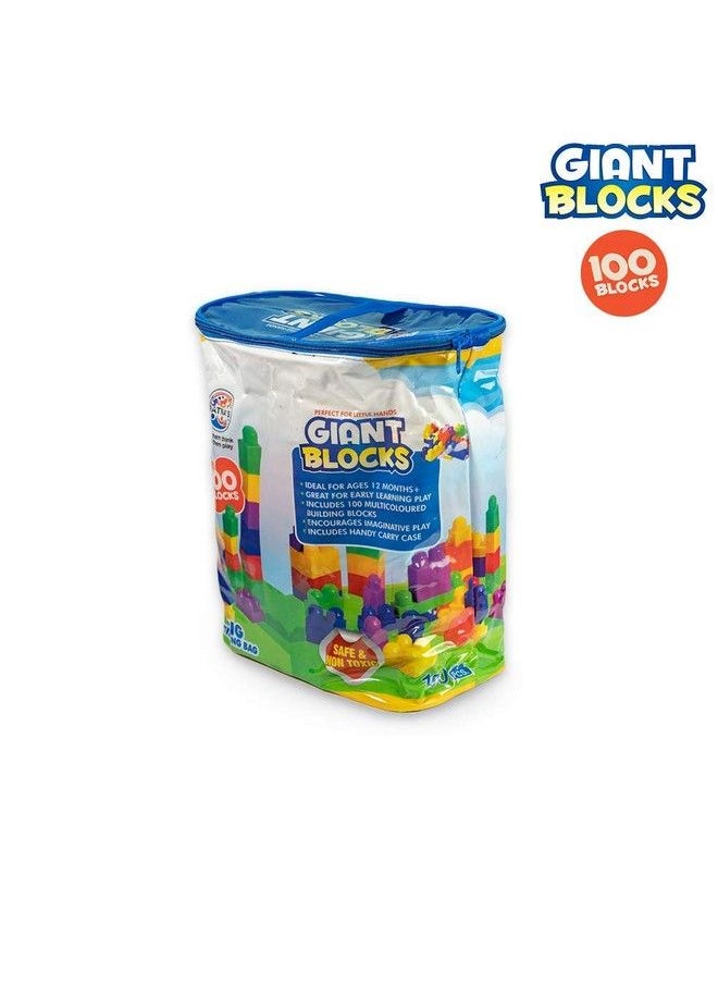 RATNA'S - Giant Blocks Big Building Bag With Big Building Blocks Building Toys For Toddlers (100 Pieces)Blue Bag - Image 1