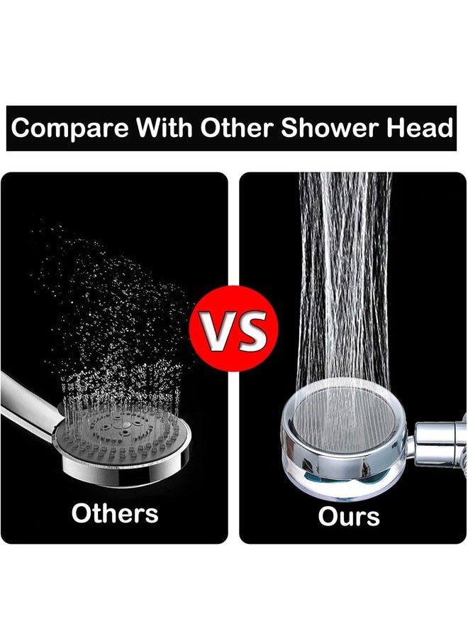 Besititli High Pressure Shower Heads, Handheld Turbo Fan Shower, Hydro Jet Shower Head Kit with Replacement Hose/Bracket/Cotton Filters and Bath Loofah, One Key Pause Switch 360 Degrees Rotating - Image 5