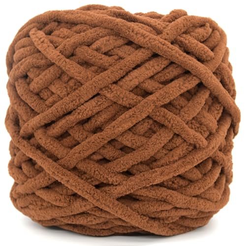 YARFOFUN Chunky Chenille Yarn for CrochetingDark Brown Fluffy Velvet Plush Yarn Thick Soft Chunky Chenille Yarn Baby Blanket Yarn for Crocheting Knitting BeginnersDark Brown - Image 1