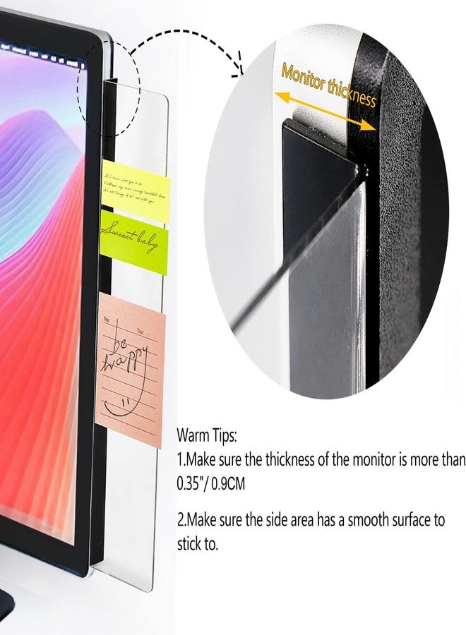 YOCOOLFUN 2 Pack Computer Monitor Memo Board for No Edge Monitors,Monitor Sticky Note Holder,Office Desk Decor for Women Man,Home Office Desk Computer Accessories - Image 3