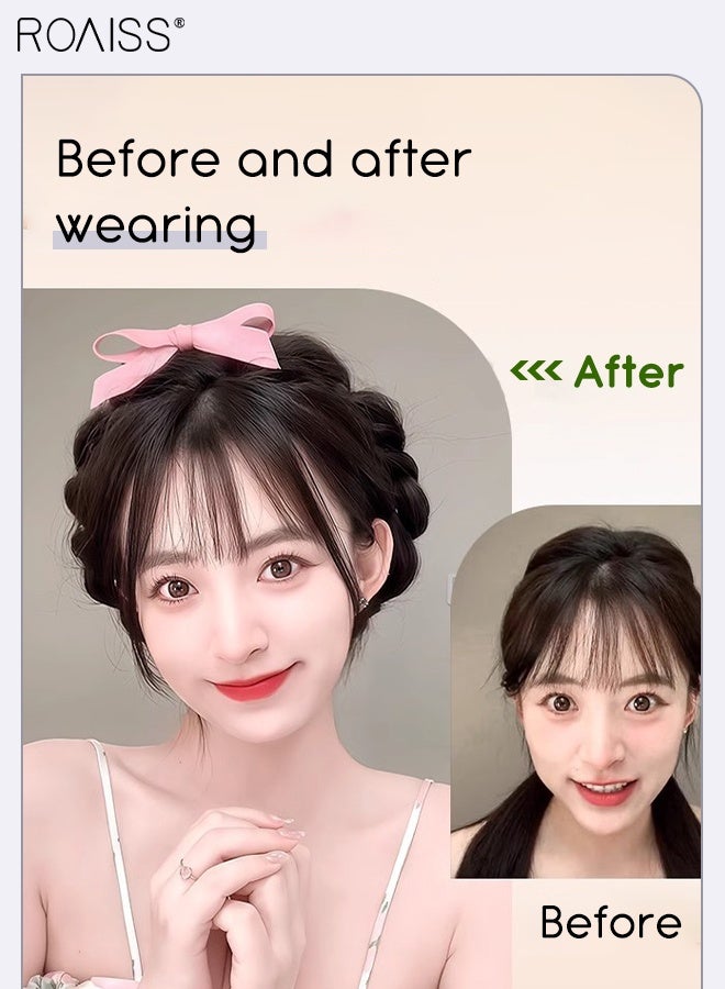 رويس قطعتان من عصابة الرأس الملتوية ومشبك المخلب المضفر، مشبك المخلب الطبيعي الرقيق مع كعكة الشعر المستعار المتكاملة، مناسبة للارتداء اليومي للنساء - Image 4