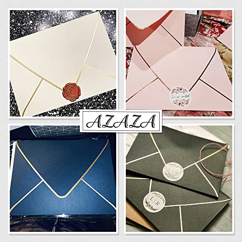 AZAZA 50 عبوة، حجم A7، دعوات فاخرة سميكة 5 × 7 مغلفات - لبطاقات 5 × 7 | ذاتية الإغلاق | مثالية لحفلات الزفاف، الدعوات، الصور، التخرج، حفلات استقبال المواليد | 5.25 × 7.25 بوصة (أزرق نبيل) - Image 2