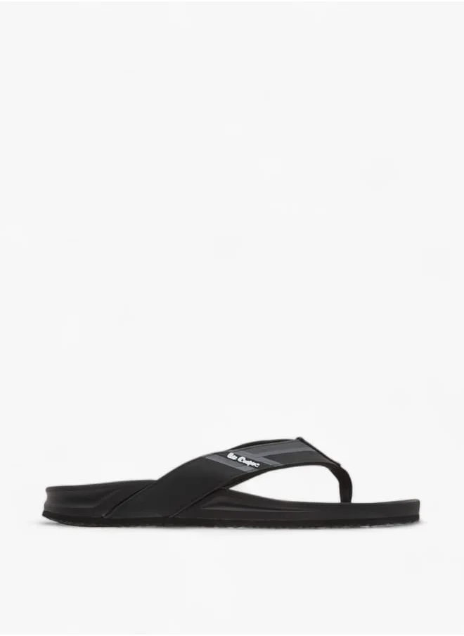 لي كوبر Mens Logo Print Slip-On Flip Flops