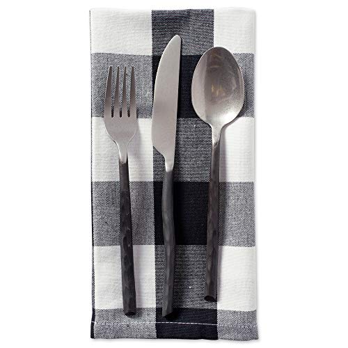 DII مجموعة د.آي.آي لفحص الجاموس، مجموعة مناديل قماشية كلاسيكية للمزرعة، 20x20، أسود وأبيض، 6 قطع - Image 3