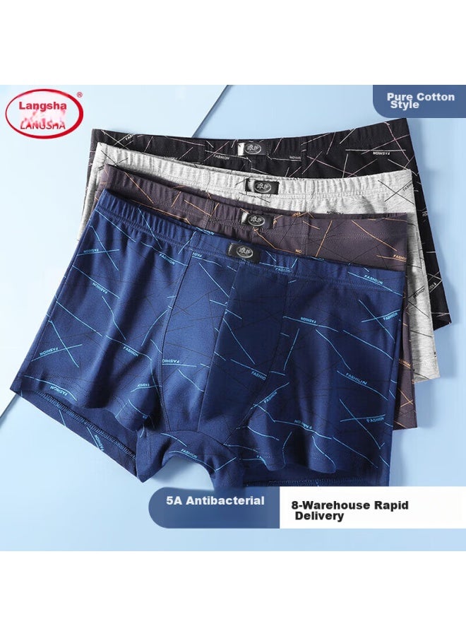 LANG SHA Langsha Men's Underwear, 5a Grade Antibacterial Cotton, Comfortable Boxer Briefs, Mid-rise Shorts, Breathable, 4-pack - Image 1