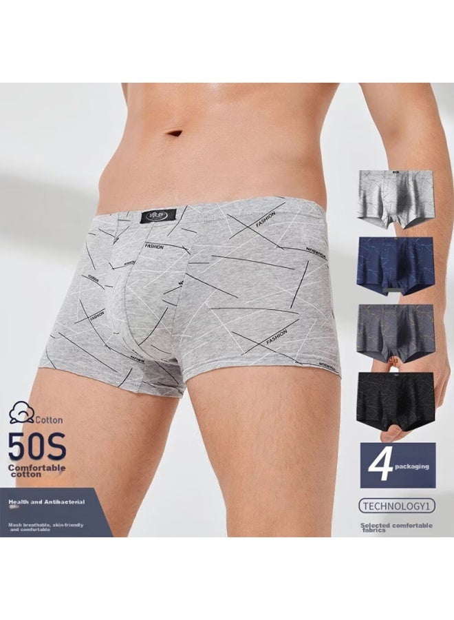 LANG SHA Langsha Men's Underwear, 5a Grade Antibacterial Cotton, Comfortable Boxer Briefs, Mid-rise Shorts, Breathable, 4-pack - Image 2