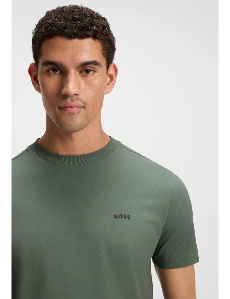 BOSS Stretch-cotton T-shirt with contrast logo