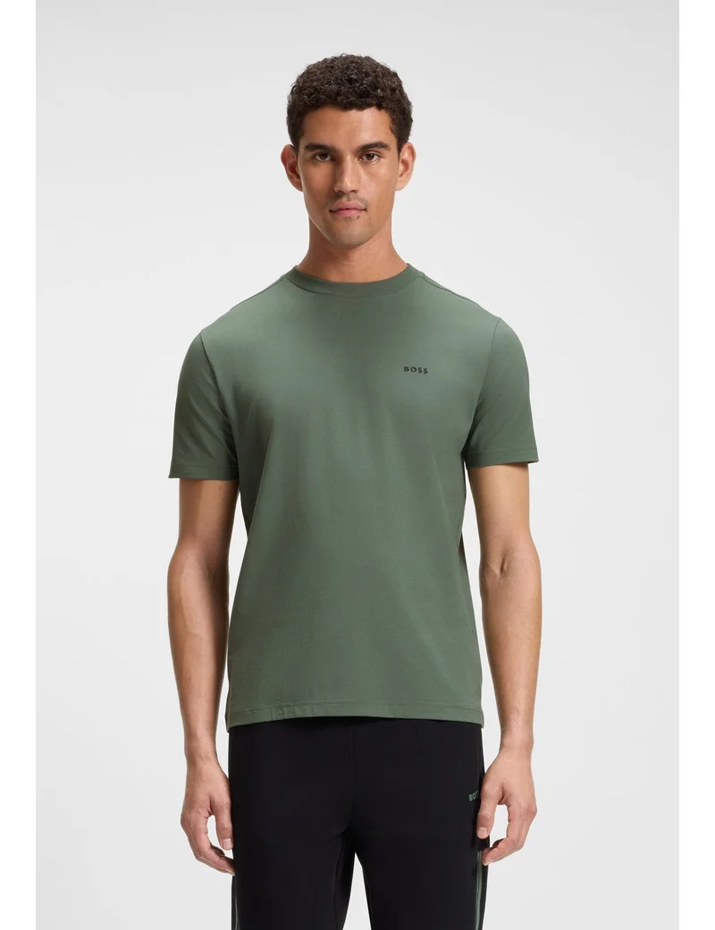 BOSS Stretch-cotton T-shirt with contrast logo