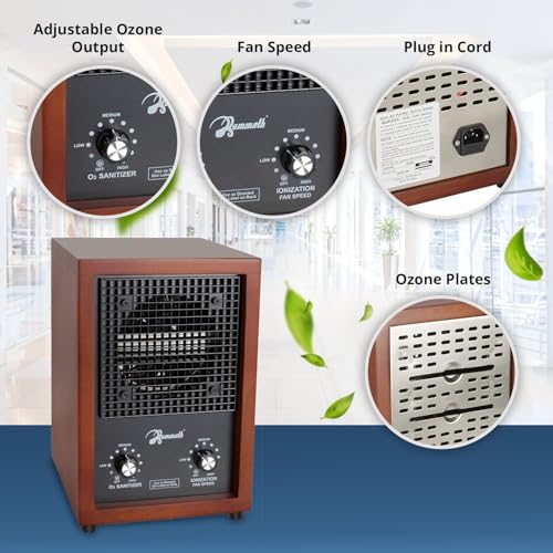 Mammoth Ion and Ozone Generator 3000 mg/hour, Adjustable up to 3,500 SqFt Ionizer & Deodorizer Ozone Odor Eliminator- Ozone Machine Wooden Design Ideal for Dust, Pollen, Pets & Smoke Smell - Image 5