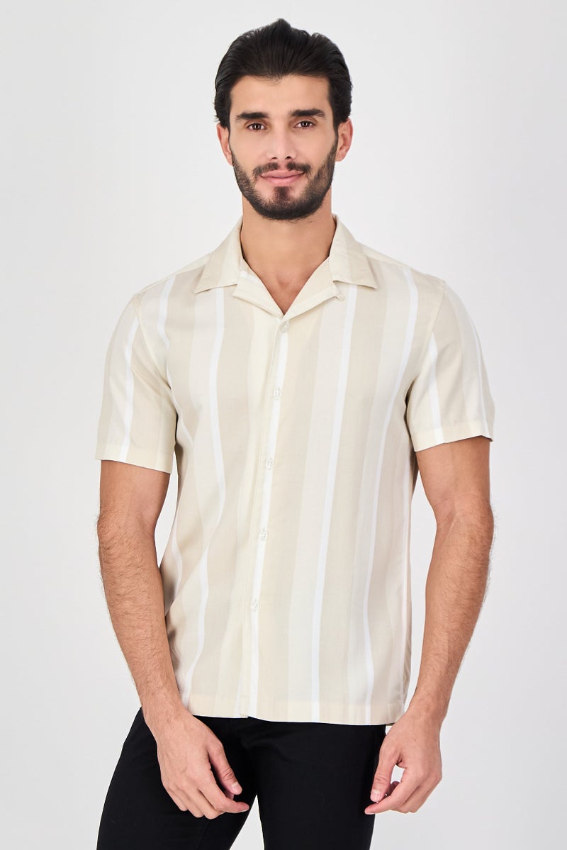 Celio Men Regular Fit Short Sleeve Stripe Casual Shirt, Multicolor - Image 1