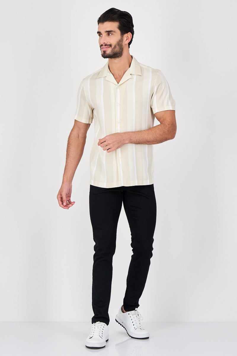 Celio Men Regular Fit Short Sleeve Stripe Casual Shirt, Multicolor - Image 2