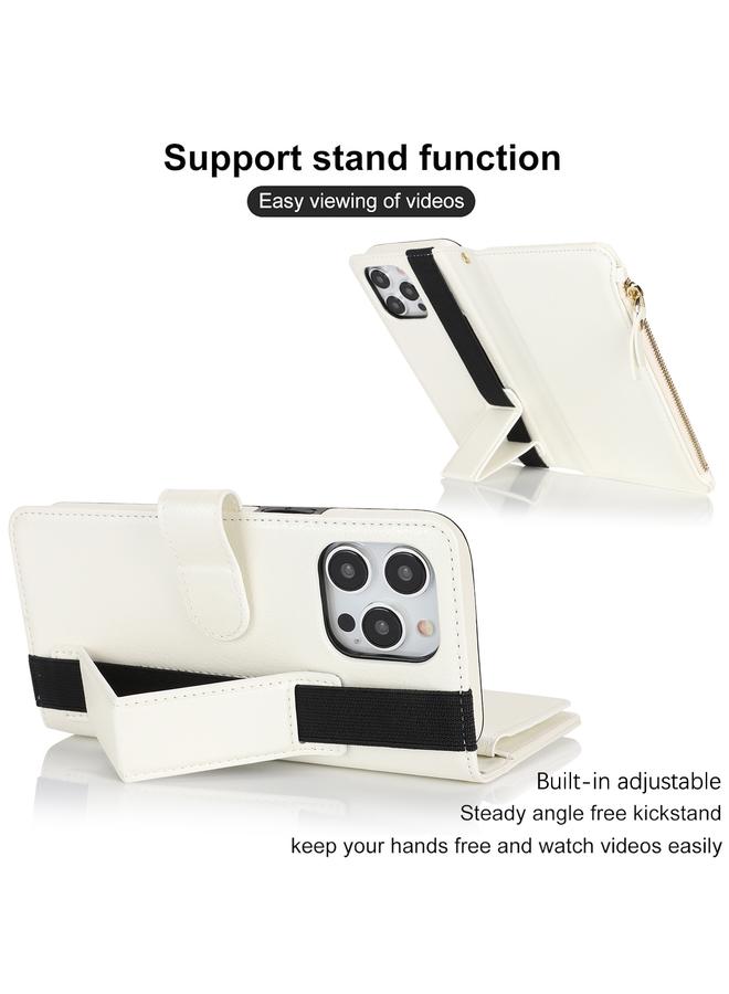 Zaboon Case For iPhone 13 Pro Max Wristband Holder Zipper Purse RFID Leather Phone Case - Image 3