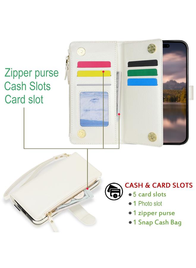Zaboon Case For iPhone 13 Pro Max Wristband Holder Zipper Purse RFID Leather Phone Case - Image 4