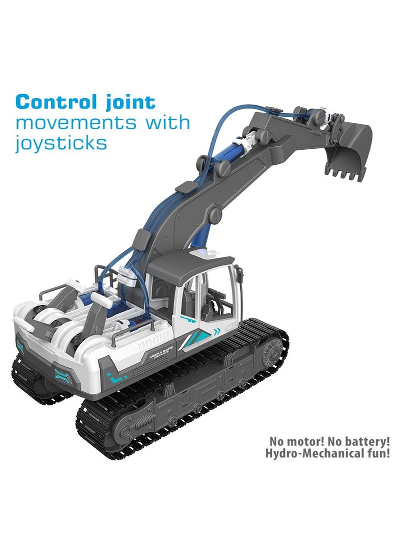 Little Story 130- Pieces DIY Hydraulic Power Principle Based 3-In-1 Excavator Bulldozer JCB Toy, Stem Series - Grey  - Image 4