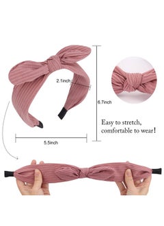 Wecoe Wecoe 6 Pack Bow Headbands For Women - Cute Knotted Wide Solid Color Plain Hair Accessories, Girls Gifts (Set 2)  - Image 4