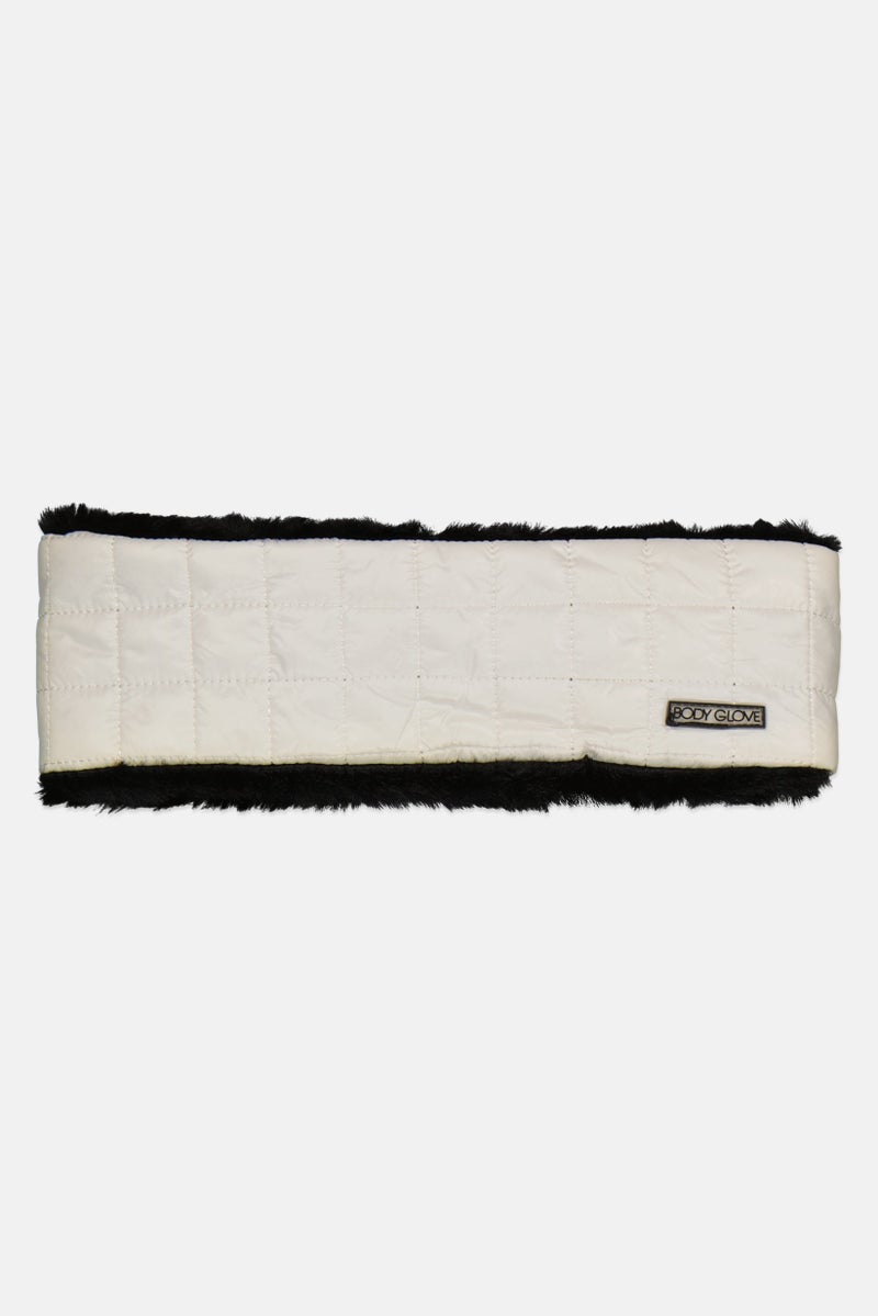 Body Glove Shiny Quilted Fur Lined Headband, White  - Image 1