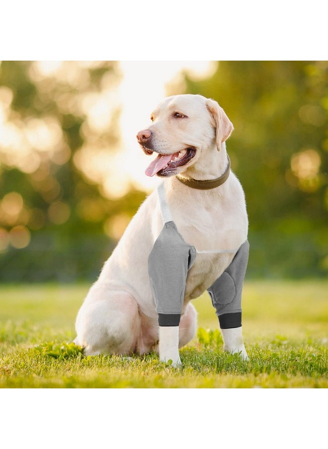 Oudain 2 Pairs Dog Elbow Protector Dog Recovery Sleeve with Elastic Band Soft Padded Adjustable Front Leg Braces for Small Medium Large Doggy, 2 Colors(Medium)