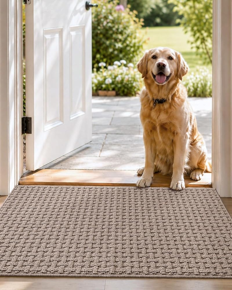 DEXI Front Door Mat Indoor Rug Washable 60 x 90 cm, Beige - Image 3