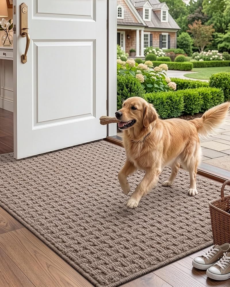 DEXI Front Door Mat Indoor Rug Washable 60 x 90 cm, Beige - Image 2