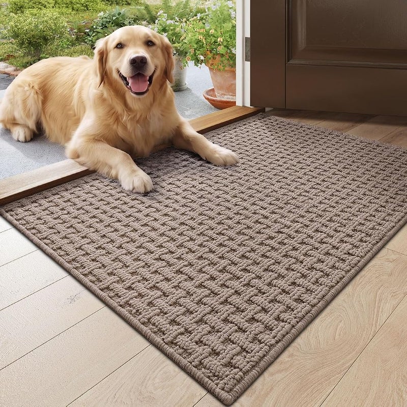 DEXI Front Door Mat Indoor Rug Washable 60 x 90 cm, Beige - Image 1