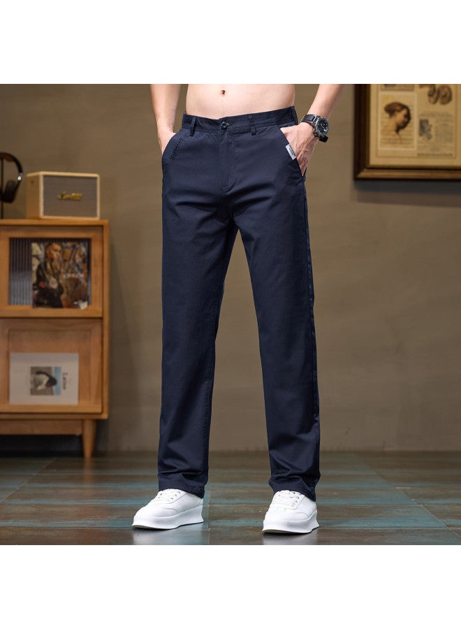 Fapai Soft, Stretchy, And Easy To Care For] Men's Lightweight Casual Pants With Slight Stretch, Solid Color, Versatile Mid-rise, Simple Youth Straight-leg Long Pants - Image 4
