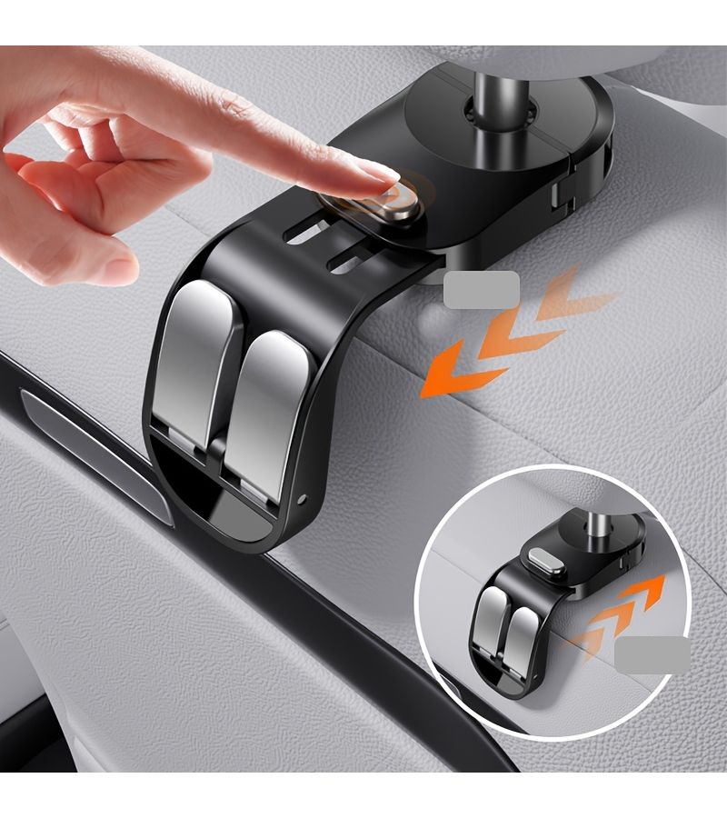 Black 2pcs Adjustable Car Seat Hooks Creative Extendable Backseat Organizer Set - Image 5