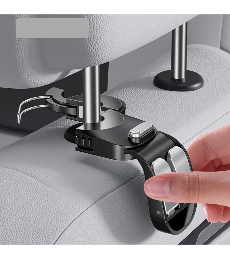 Black 2pcs Adjustable Car Seat Hooks Creative Extendable Backseat Organizer Set - Image 4