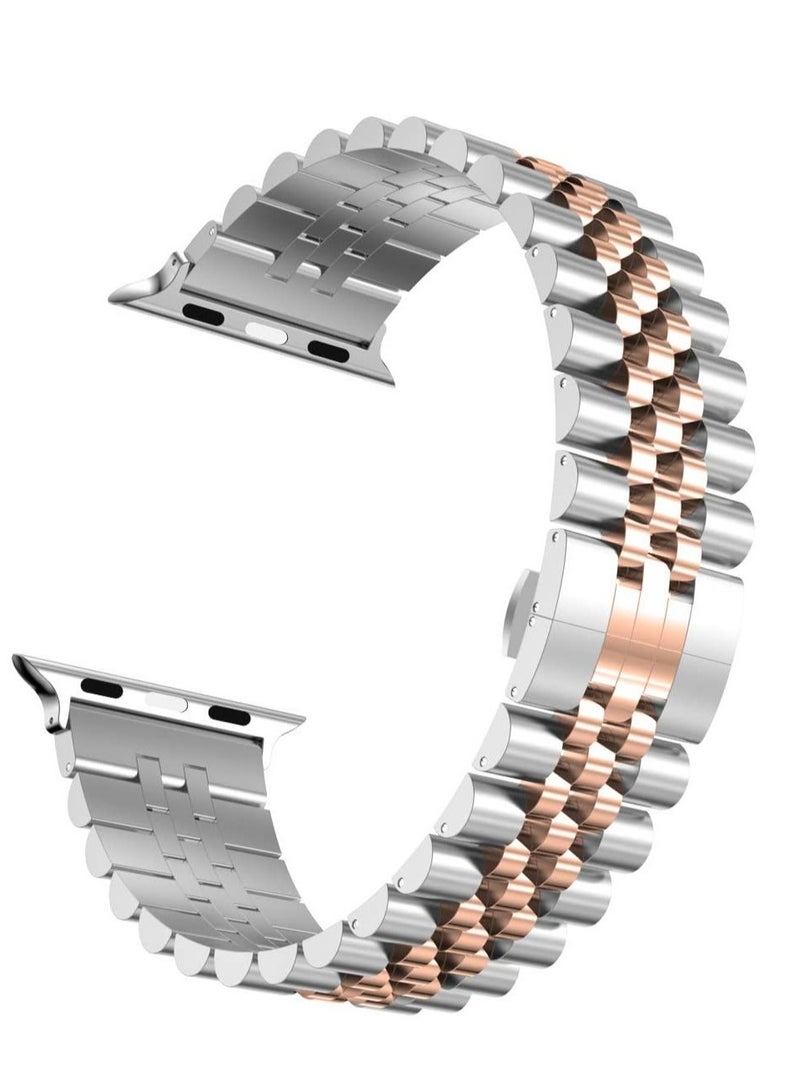 ELTRAZONE Compatible with Apple Watch Band 41mm 40mm 38mm, Stainless Steel Heavy Band with Butterfly Folding Clasp Link Bracelet for iWatch Series8/7/6/ SE Series 5/4/3/Men Women, - Image 2