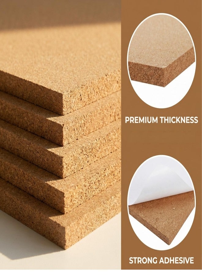 Lyellfe 6 Pack Cork Bulletin Board, 17"x8"-1/2" Thick Self-Adhesive Cork Boards, Frameless Cork Tiles with 50 Push Pins for DIY, Office, School and Home Decor - Image 4