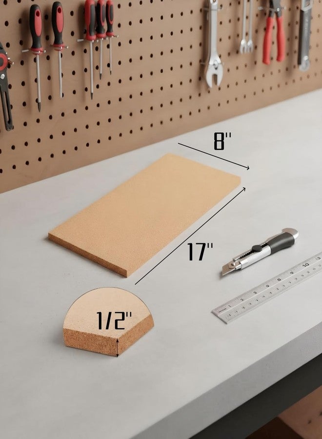 Lyellfe 6 Pack Cork Bulletin Board, 17"x8"-1/2" Thick Self-Adhesive Cork Boards, Frameless Cork Tiles with 50 Push Pins for DIY, Office, School and Home Decor - Image 2