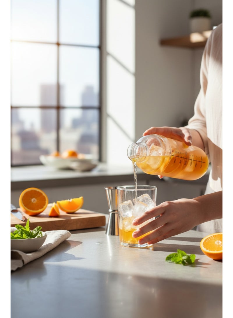 MIBRU Coffee Transparent Shaker 1000ML with Built In Strainer Drink Mixer with Scale Thickened Hand Shaker Cup Professional Mixing Tool - Image 2