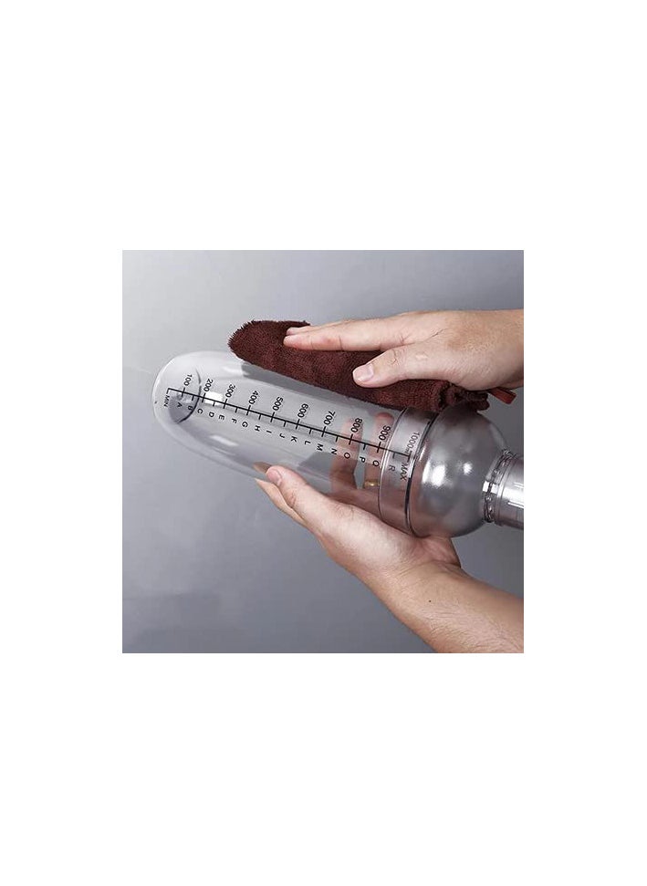 MIBRU - Coffee Transparent Shaker 1000ML with Built In Strainer Drink Mixer with Scale Thickened Hand Shaker Cup Professional Mixing Tool - Image 1