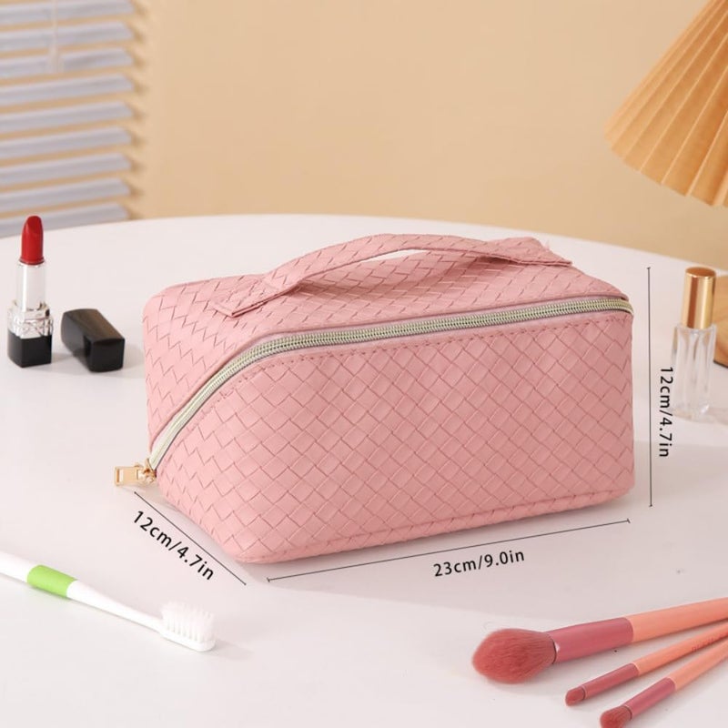 Glitters Quilted Travel Makeup Pouch with Handle - Pink - Image 4
